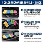 Microfiber Detailing Towels 4 Pack 15x12 500 GSM