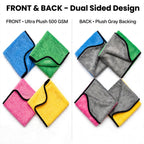 Microfiber Detailing Towels 4 Pack 15x12 500 GSM