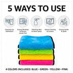 Microfiber Detailing Towels 4 Pack 15x12 500 GSM