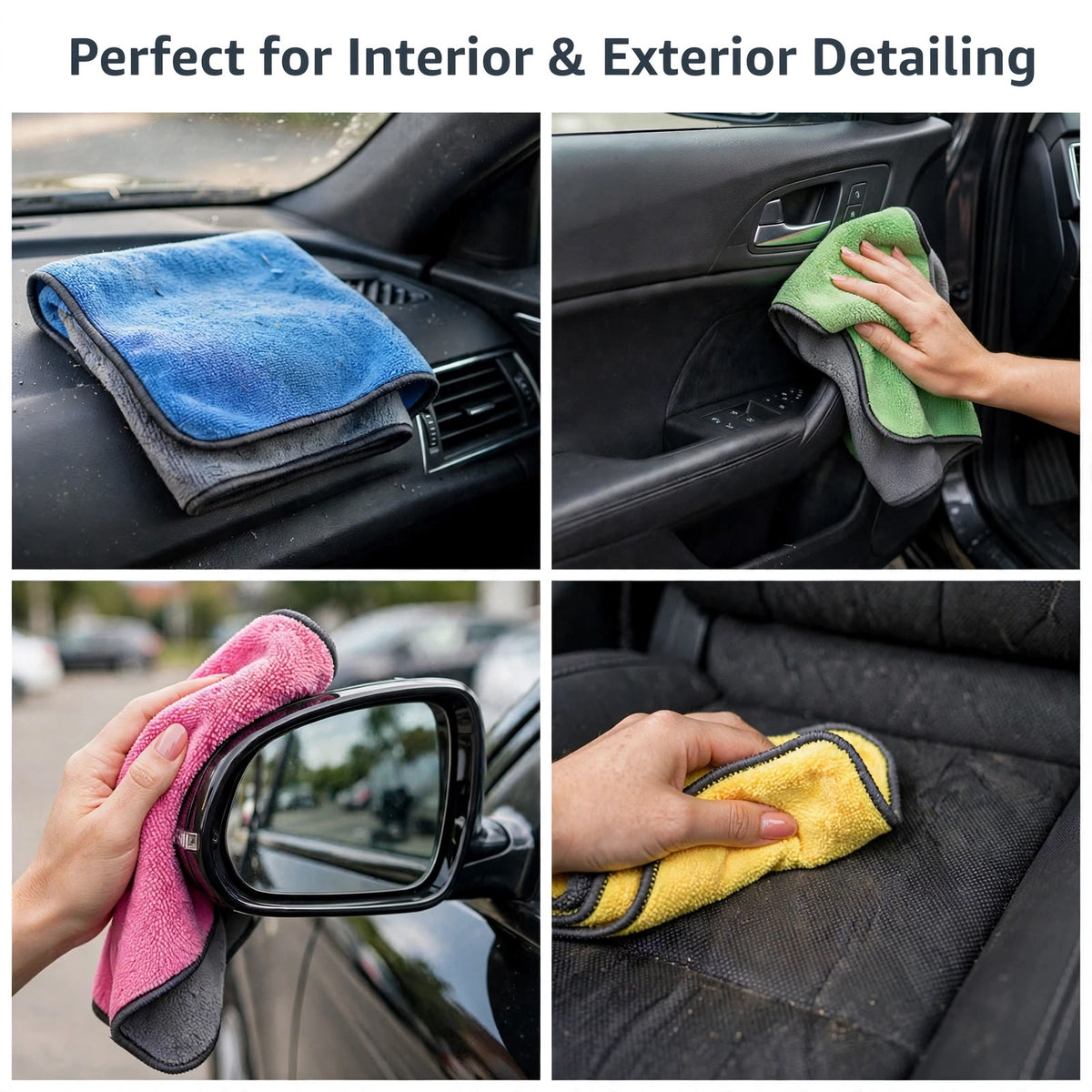 Microfiber Detailing Towels 4 Pack 15x12 500 GSM