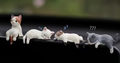 Cute Cat Mini Decor Set of 4 – Car Dashboard, Desk & Computer Cartoon Figurines