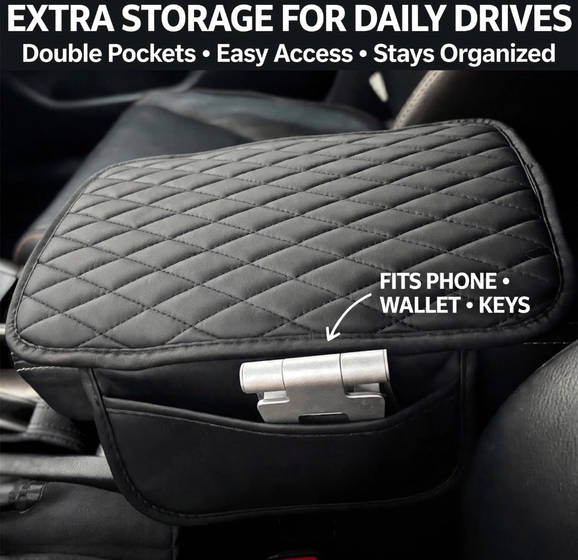 PU Leather Car Armrest Pad – Universal Fit Center Console Cushion