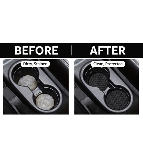 Black Silicone Car Cup Holder Coasters – Set of 2